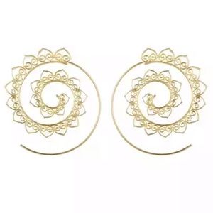 Vintage Gold Laced Floral Spiraling Earrings